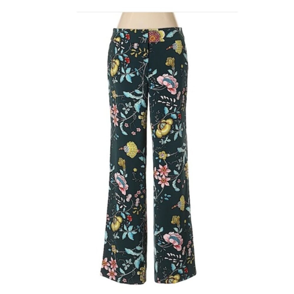 Ann Taylor LOFT Green Floral Patterned Pants Size 2